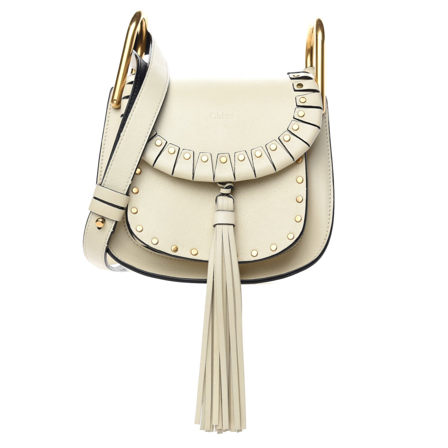 Calfskin Studded Mini Hudson Shoulder Bag Abstract White