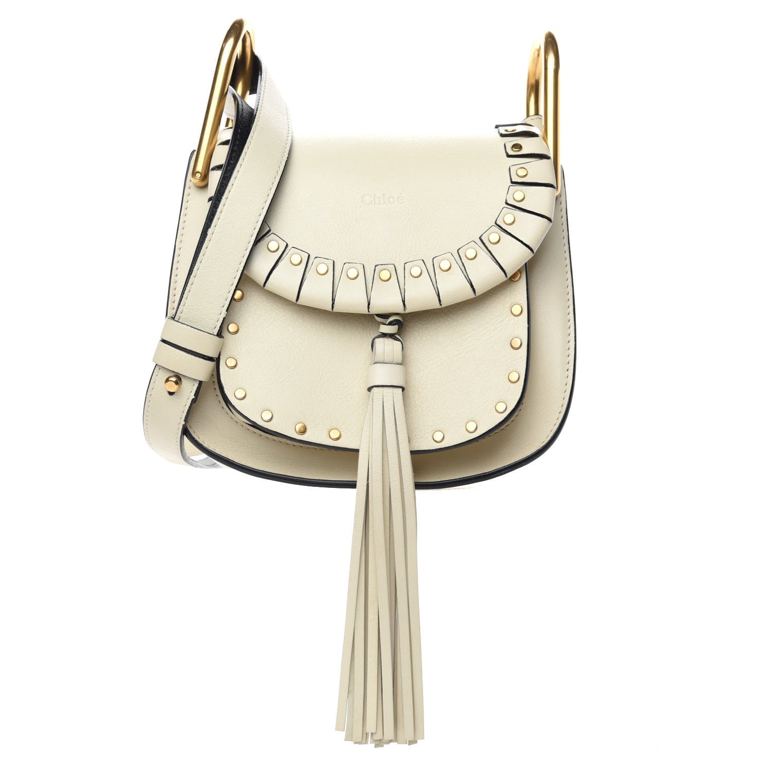Chloe Calfskin Studded Mini Hudson Shoulder Bag Abstract White 1 of 10