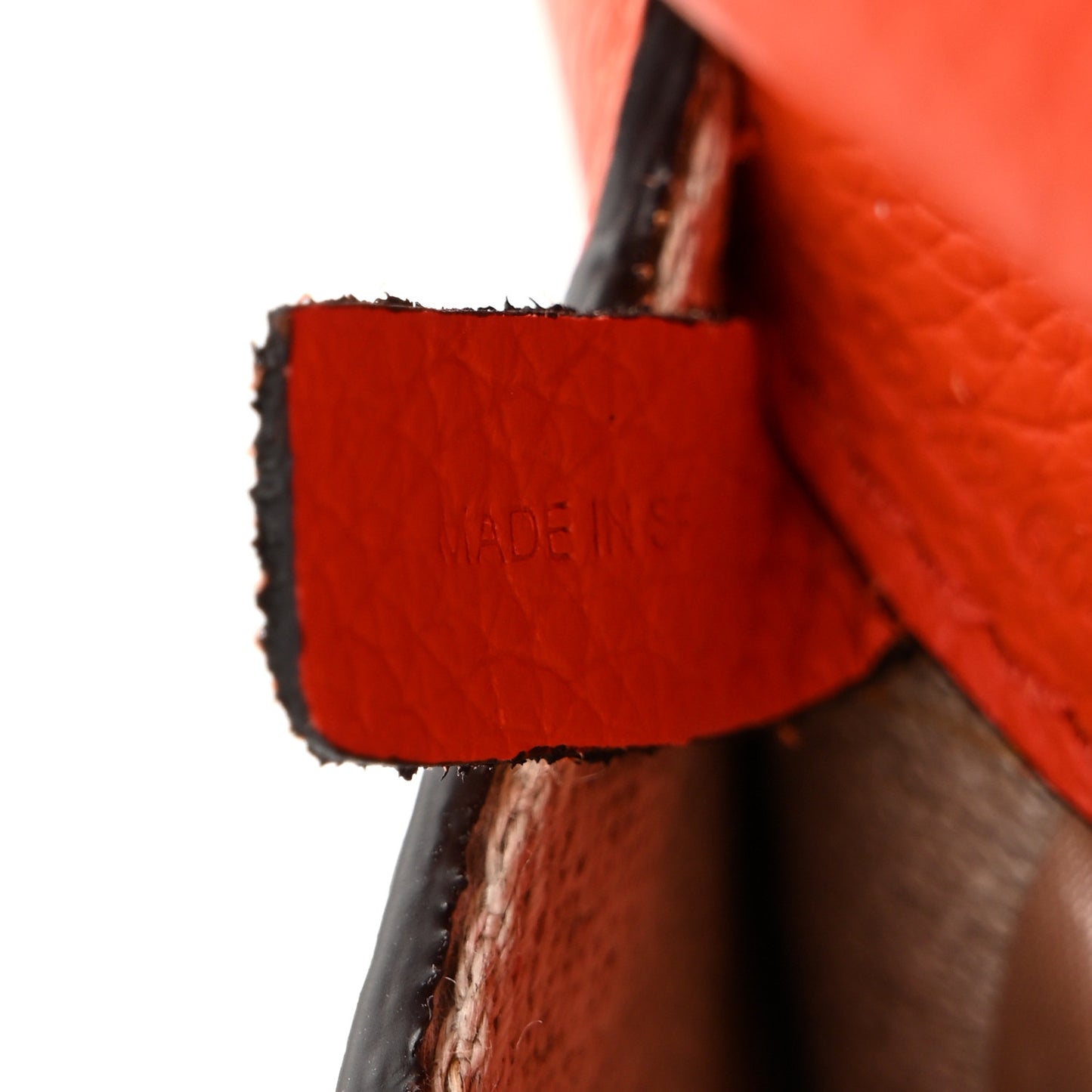 Raffia Small Grain Calfskin Medium Marcie Basket Orange