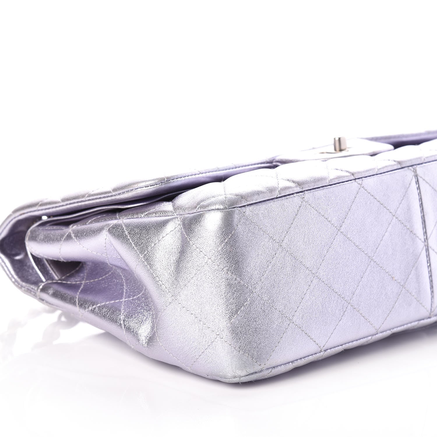 Chanel Metallic Lambskin Quilted Jumbo Double Flap Light Purple 5 of 10