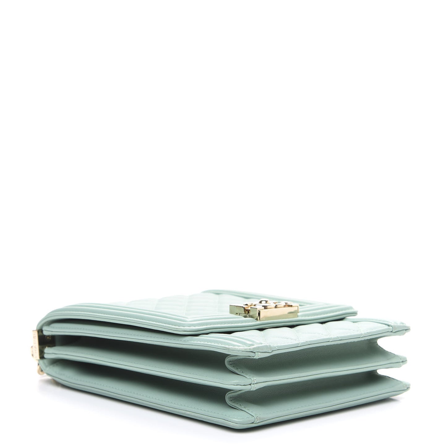 Calfskin Quilted North South Boy Flap Light Blue