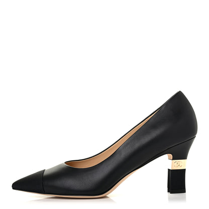 Chanel Goatskin Grosgrain Cap Toe CC Pumps 40 Black 1 of 4