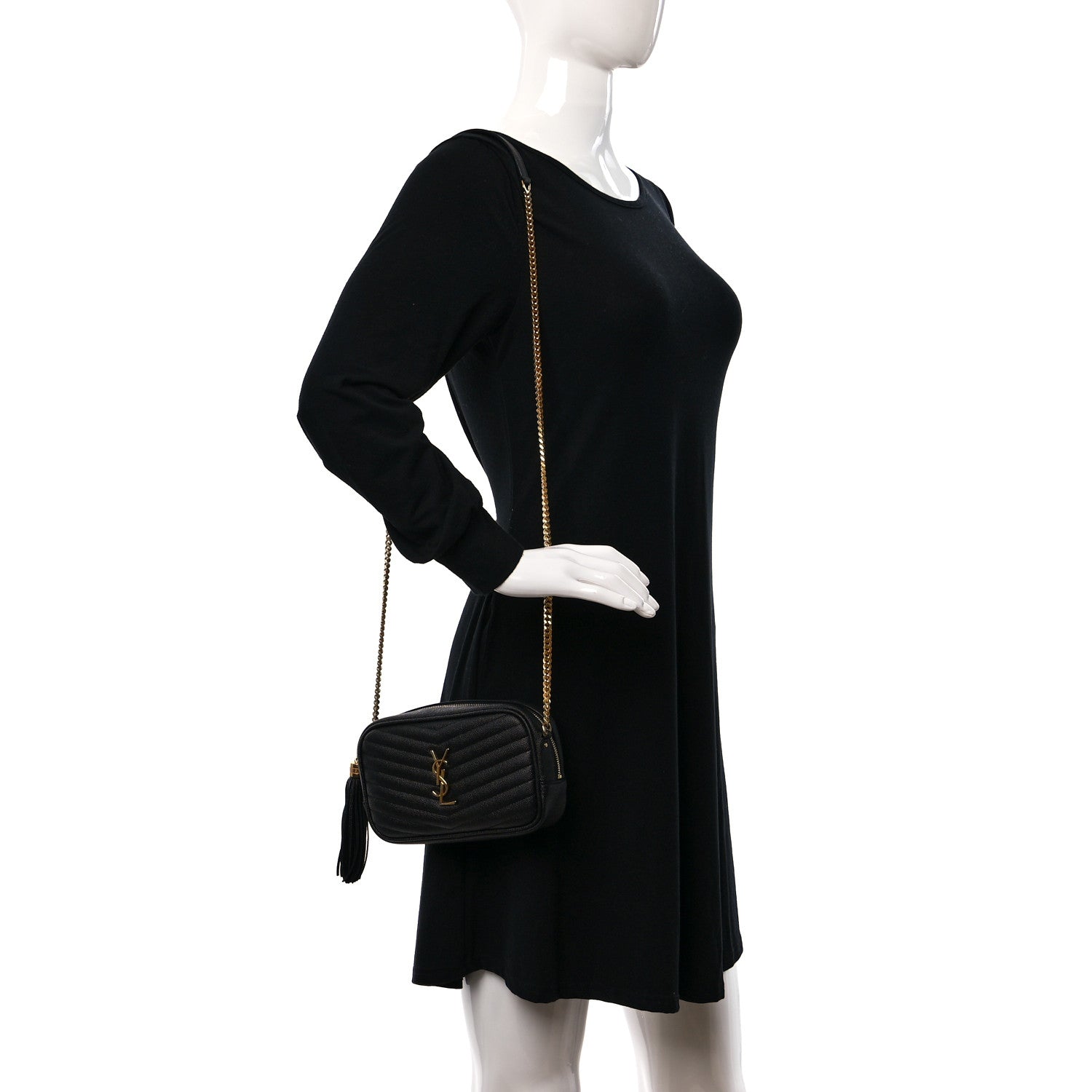 Saint Laurent Grain De Poudre Matelasse Monogram Mini Lou Camera Bag Black 2 of 11