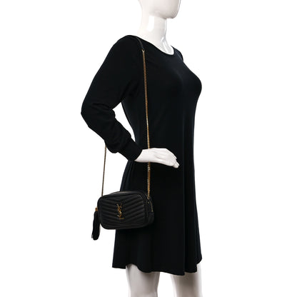 Saint Laurent Grain De Poudre Matelasse Monogram Mini Lou Camera Bag Black 2 of 11