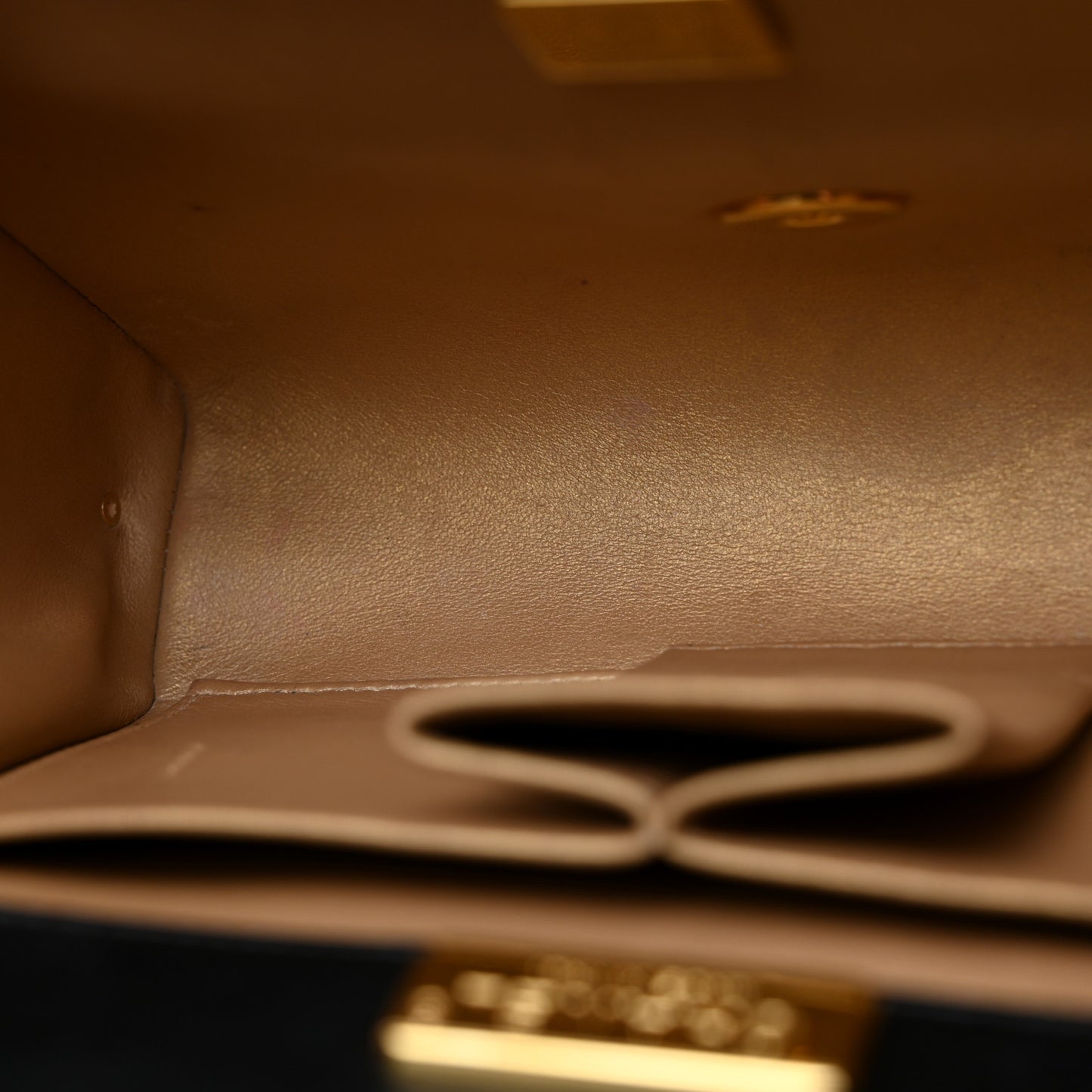 Patent Quilted Mini Golden Plate Flap Black
