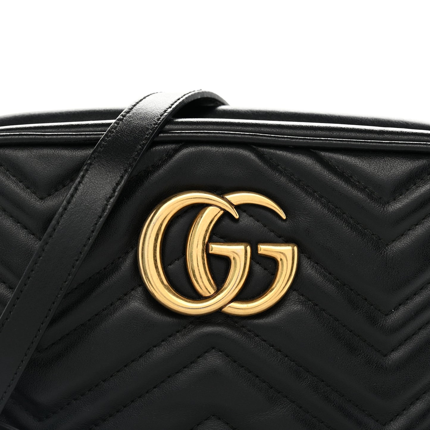 Calfskin Matelasse Small GG Marmont Chain Shoulder Bag Black
