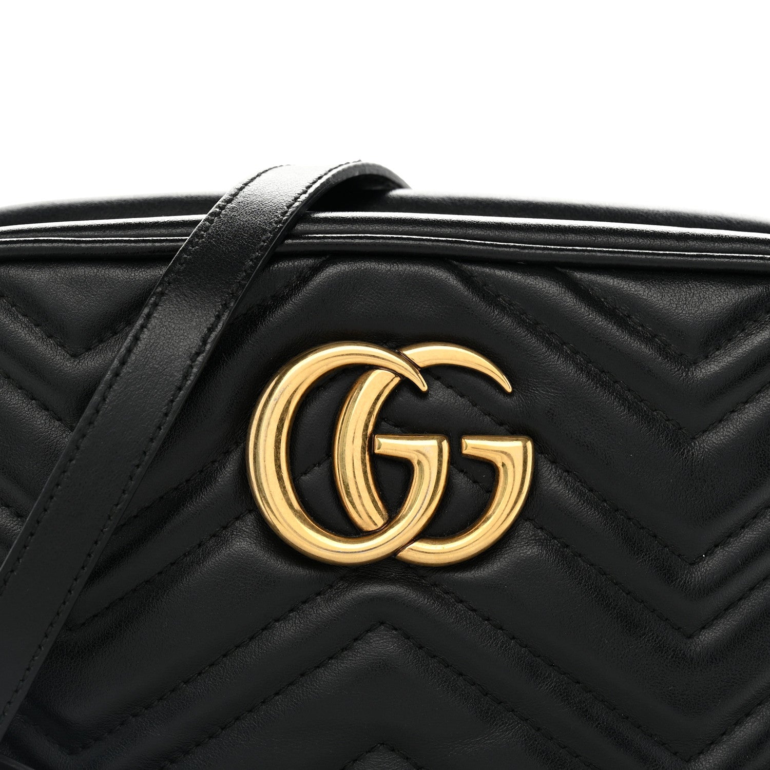 Gucci Calfskin Matelasse Small GG Marmont Chain Shoulder Bag Black 8 of 10
