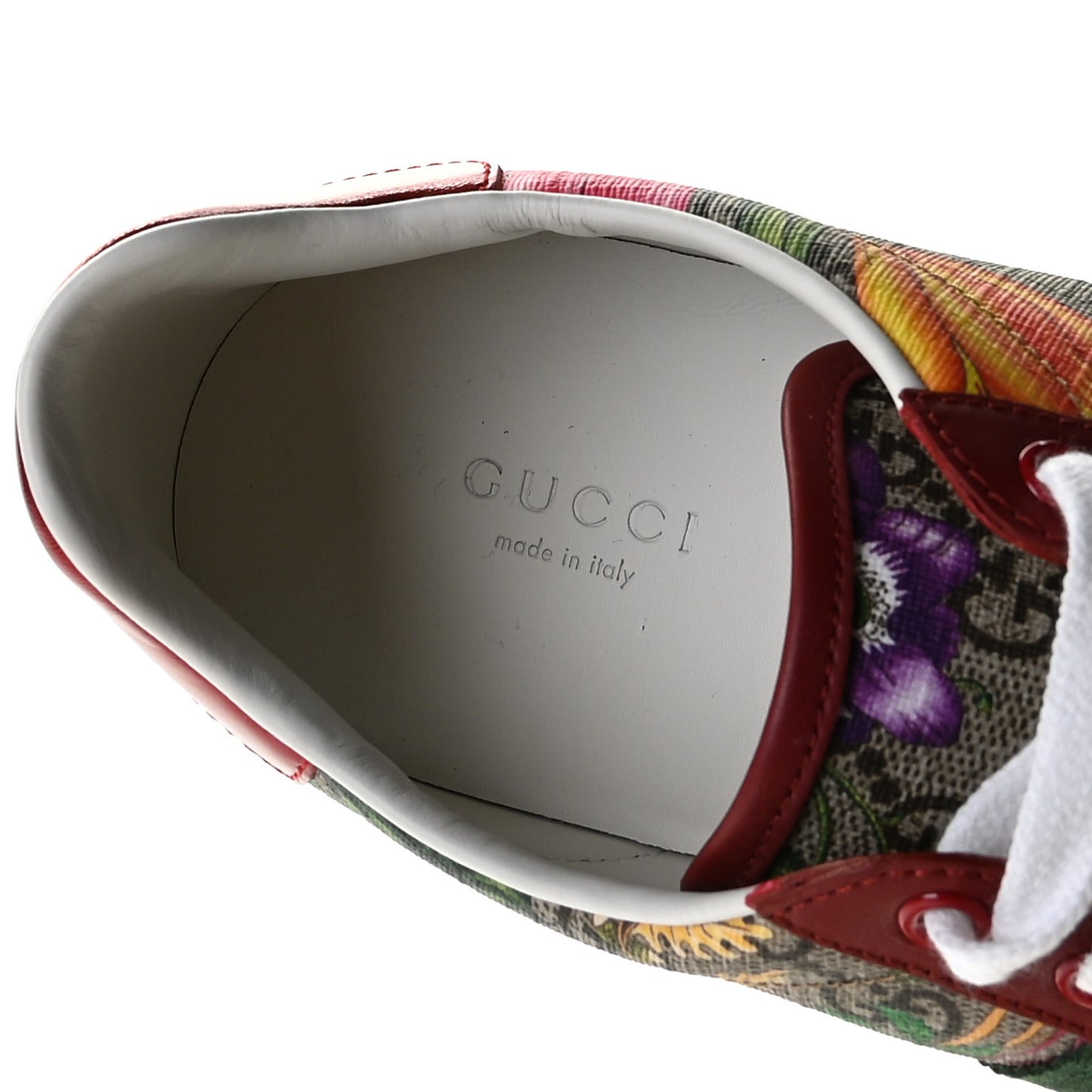 GG Supreme Monogram Flora Web Womens Ace Sneakers 39.5 Beige Multicolor Rosso
