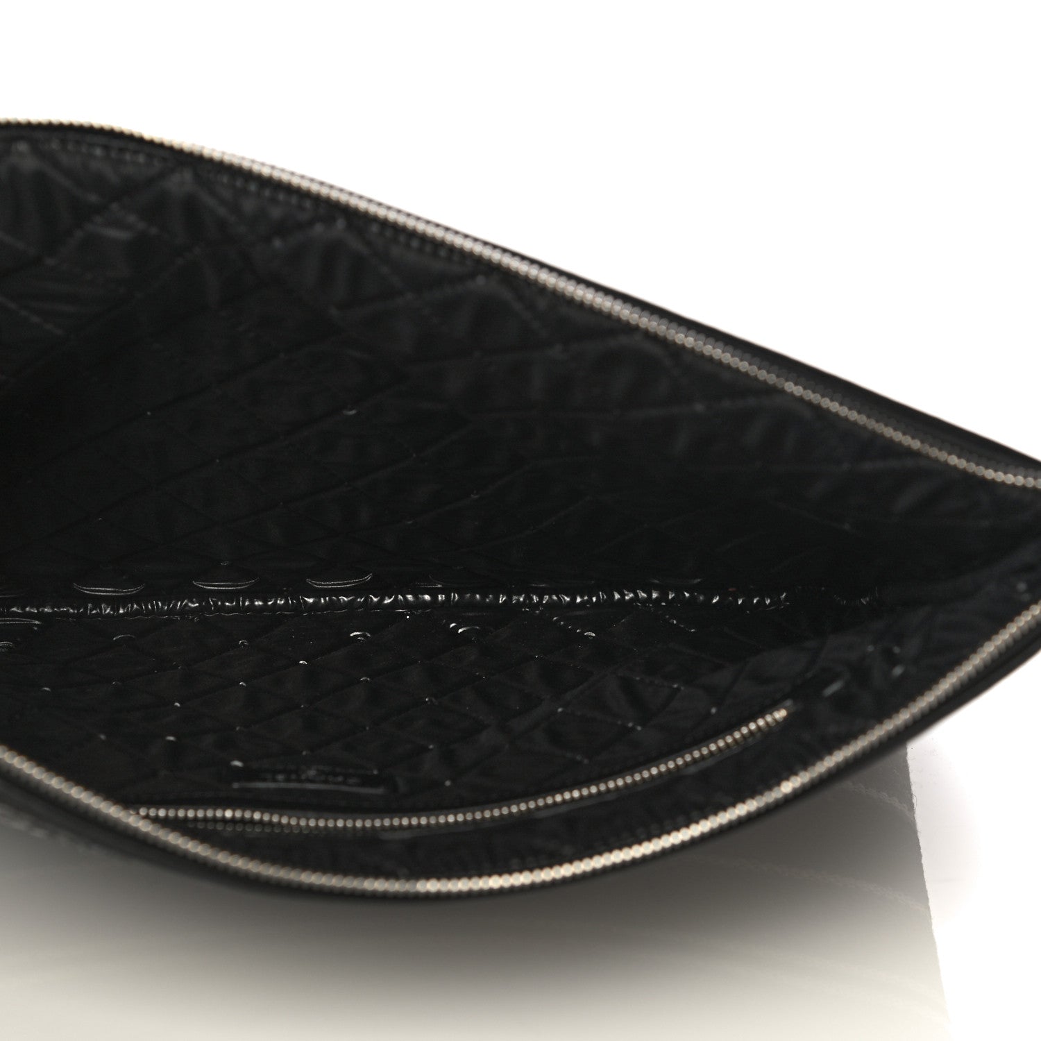 Chanel Striped Canvas Medium Deauville Cosmetic Pouch Grey Black 5 of 12