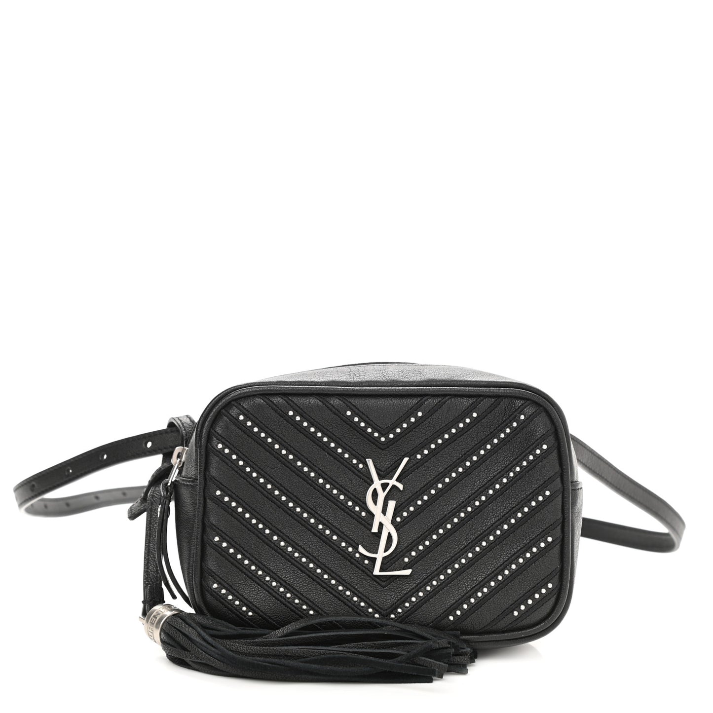 Calfskin Matelasse Studded Monogram Lou Belt Bag Black