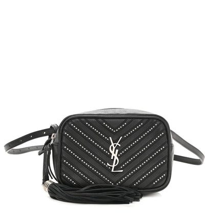 Saint Laurent Calfskin Matelasse Studded Monogram Lou Belt Bag Black 1 of 9