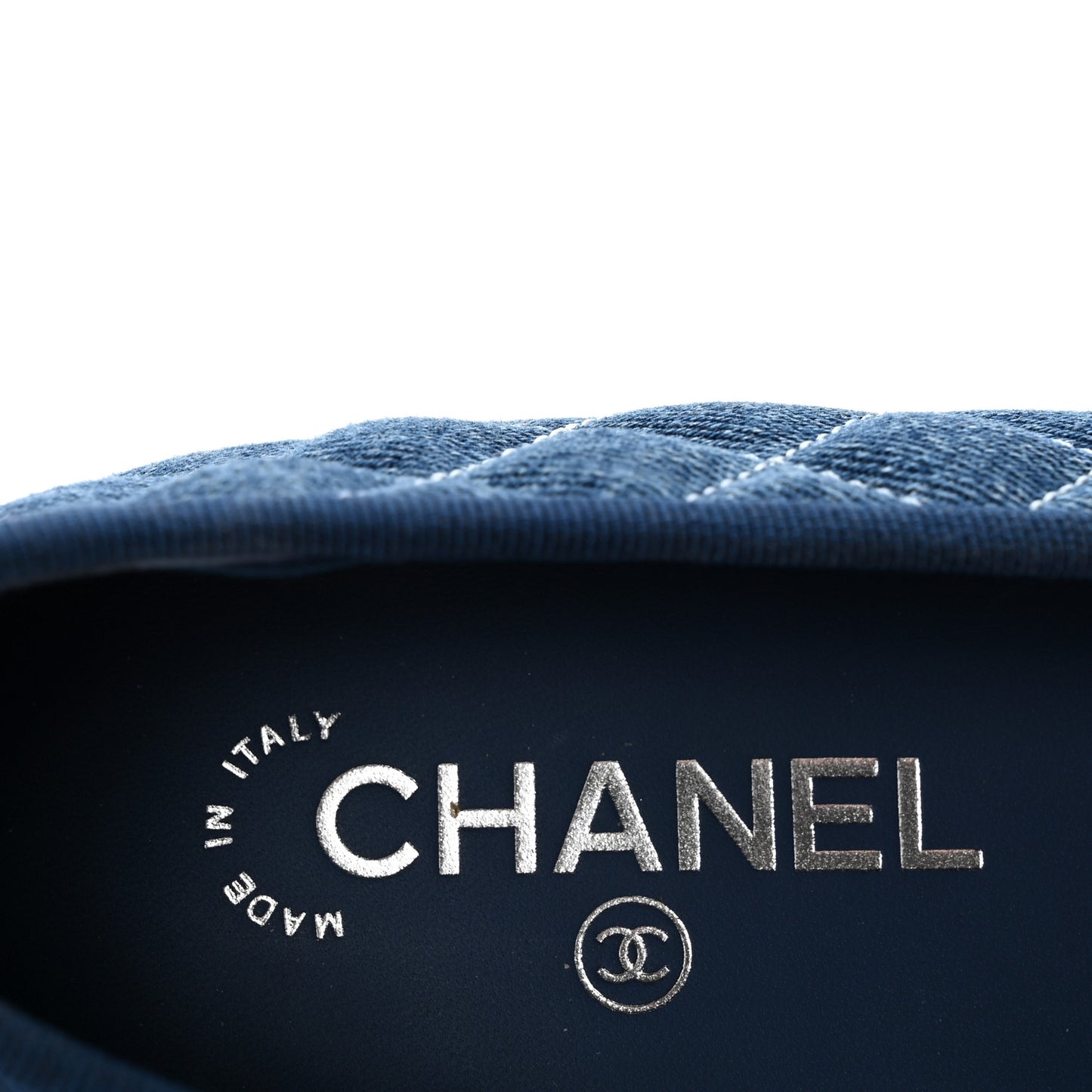 Washed Denim Quilted Cap Toe CC Ballerina Flats 39 Blue
