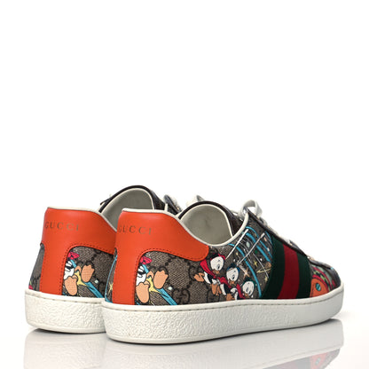 Gucci X DISNEY GG Supreme Monogram Web Donald Duck Ace Sneakers 8 Beige New Acero Orange 4 of 9