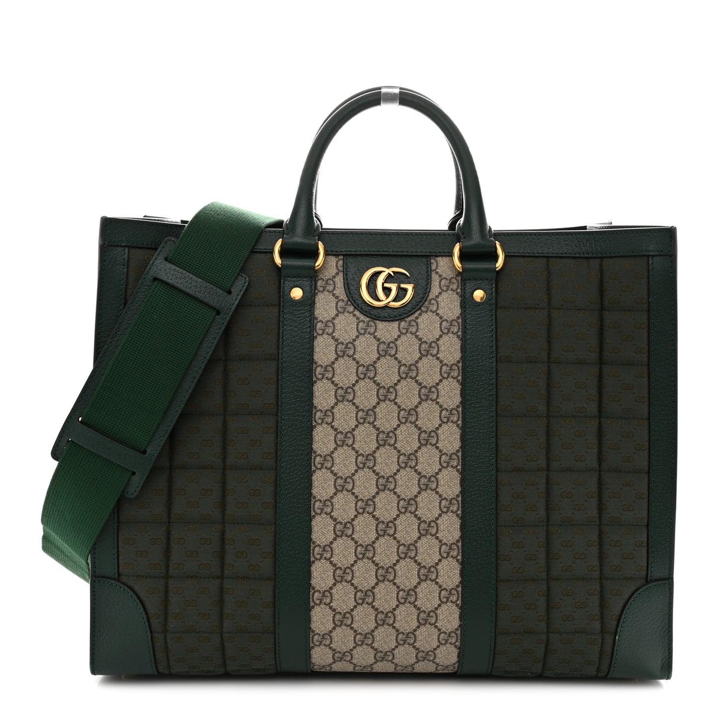 Monogram GG Mignon Textured Dollar Calfskin GG Supreme Monogram Quilted Mini GG Large Tote Bag Green Beige Ebony