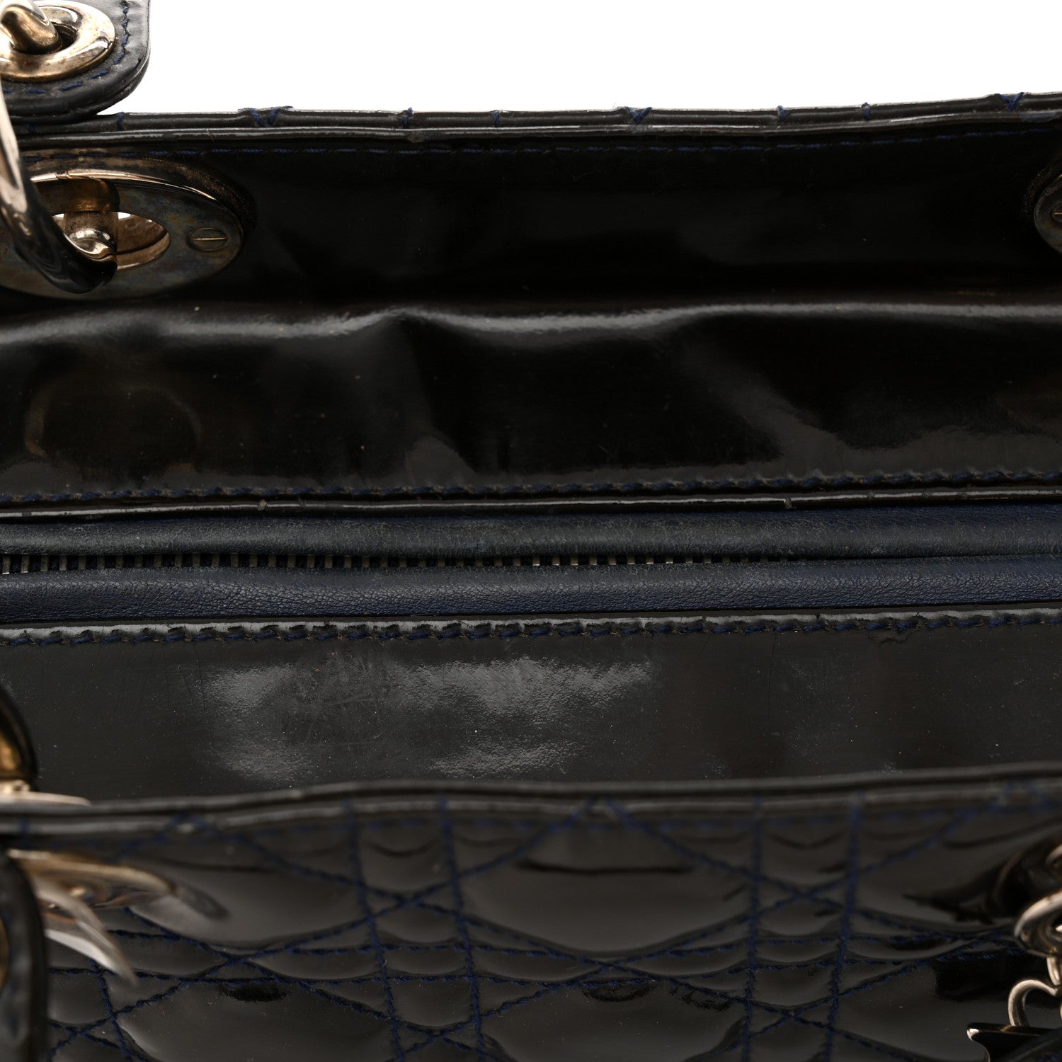 Christian Dior Patent Cannage Medium Lady Dior Navy Blue 12 of 18