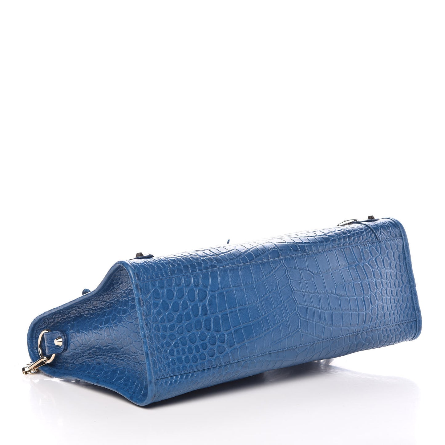 Calfskin Crocodile Embossed Classic Gold Hardware City Bleu Marine