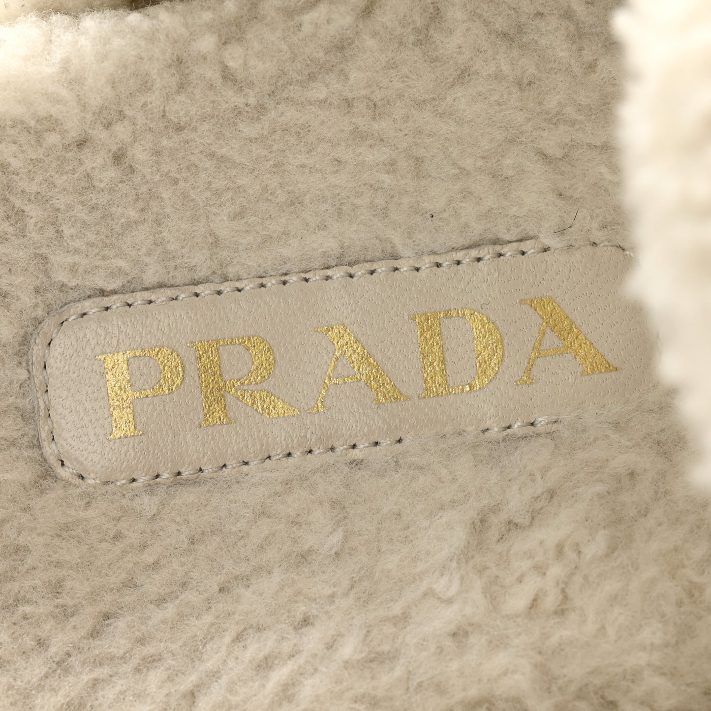Suede Shearling Metal Triangle Logo Lug Sole 20mm Mules 38 Beige