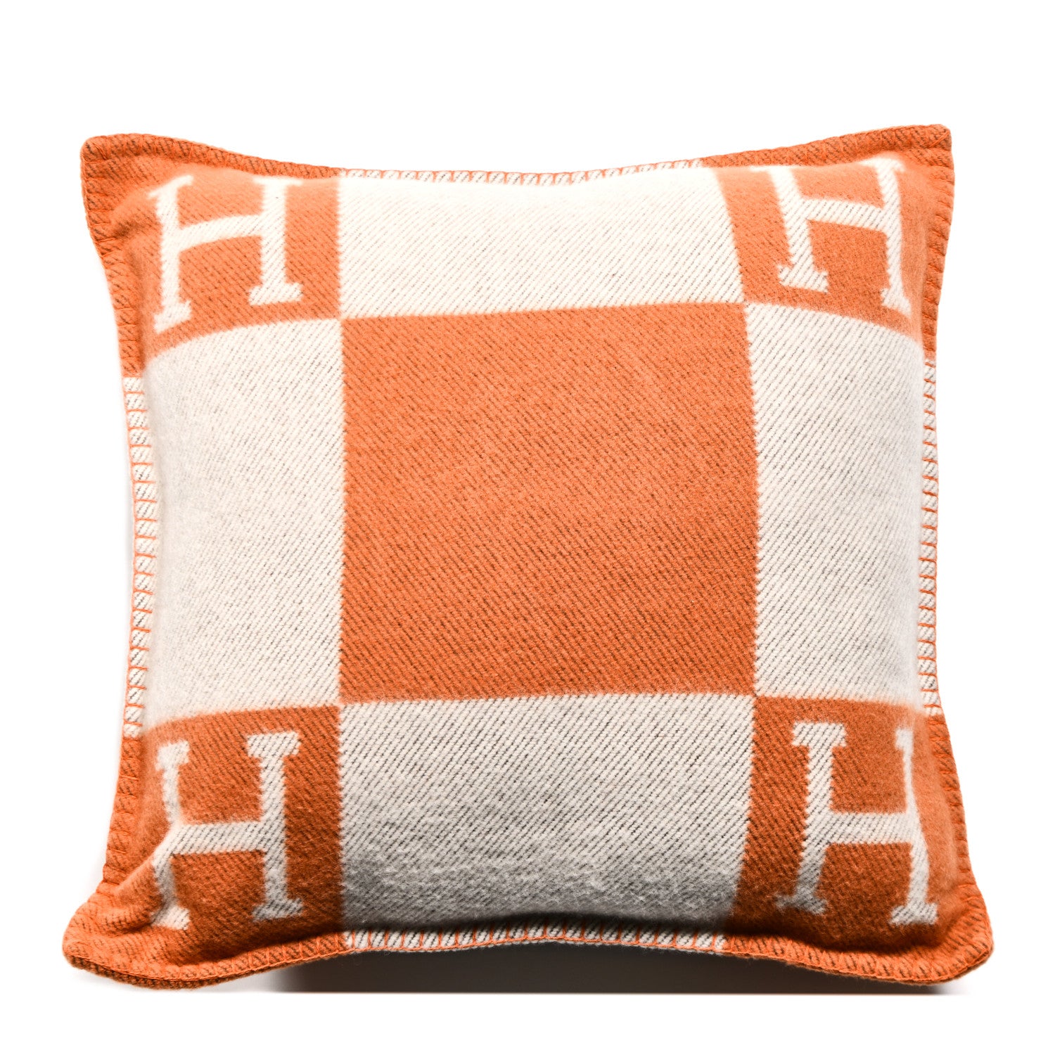 Hermes Wool Cashmere Avalon Pillow PM Ecru Potiron 1 of 3