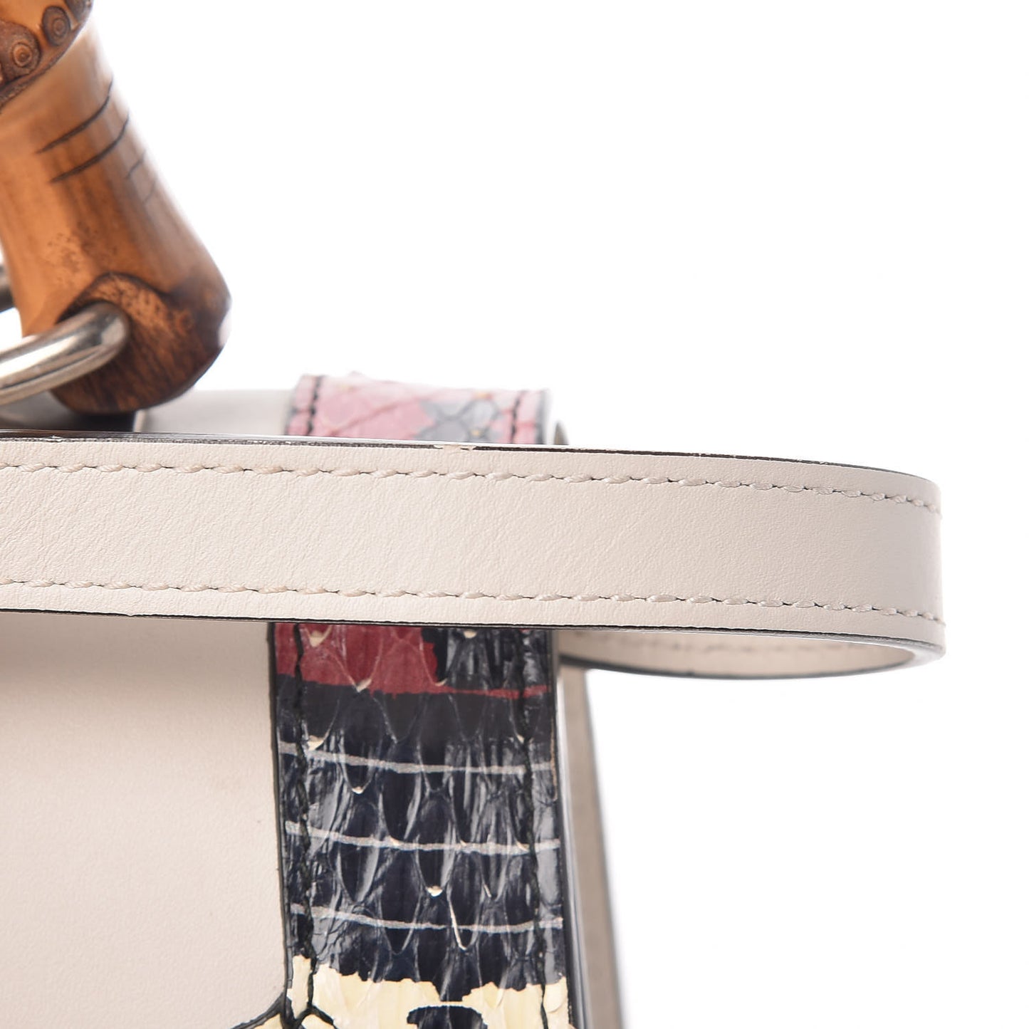 Calfskin Snakeskin Small Lilith Top Handle Bag White