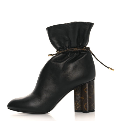 Louis Vuitton Calfskin Monogram Drawstring Ankle Boots 38.5 Black 1 of 9