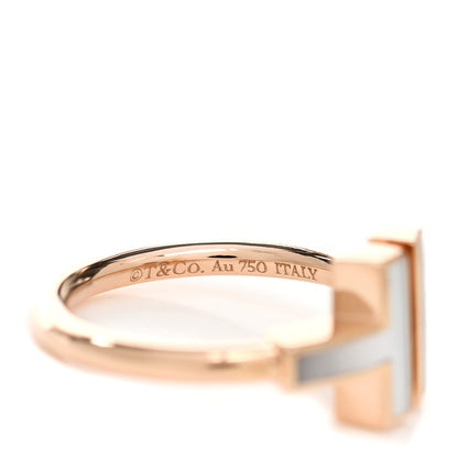 Tiffany 18K Rose Gold Mother of Pearl T Wire Ring 46 3.75 4 of 4
