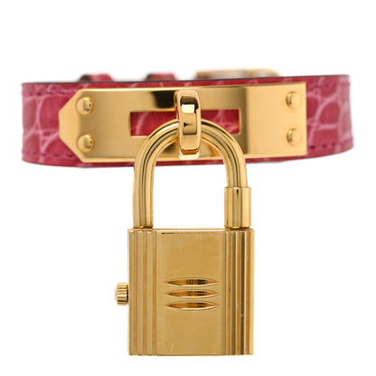 Hermes Stainless Steel Alligator 20mm Kelly Cadena Quartz Watch Framboise 2 of 6