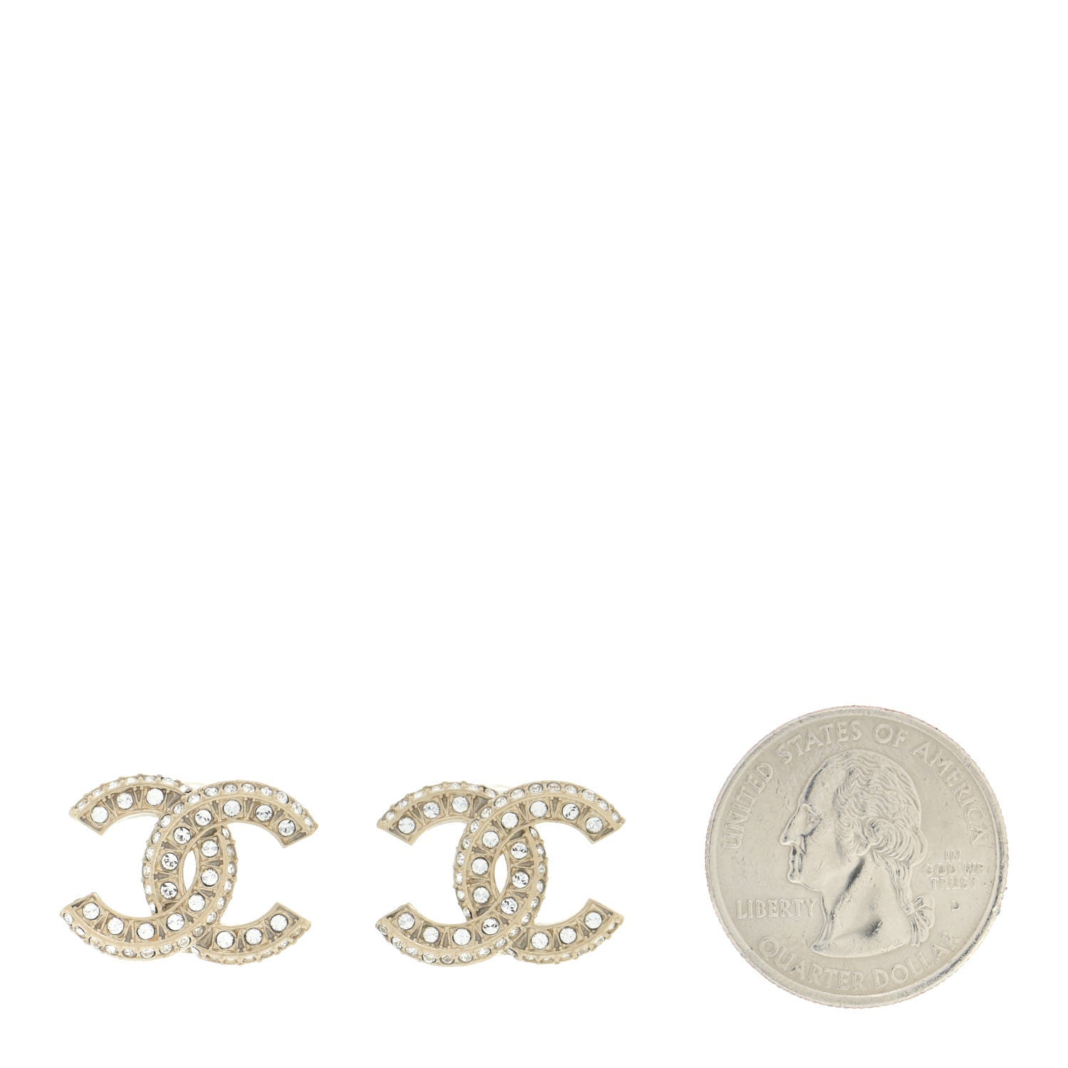 Chanel Crystal Timeless CC Earrings Light Gold 2 of 5
