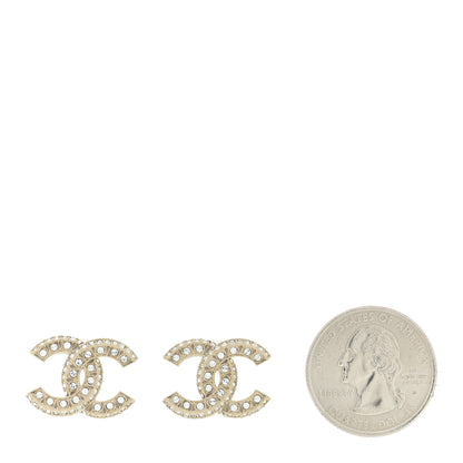 Chanel Crystal Timeless CC Earrings Light Gold 2 of 5