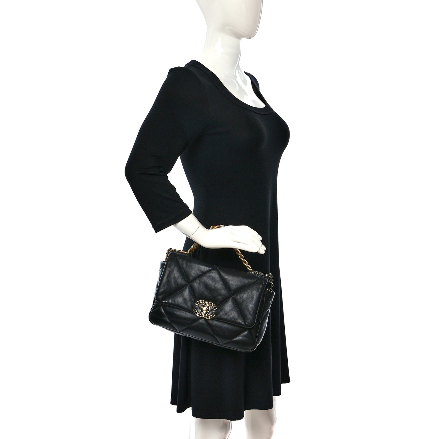Lambskin Quilted Medium Chanel 19 Flap Black