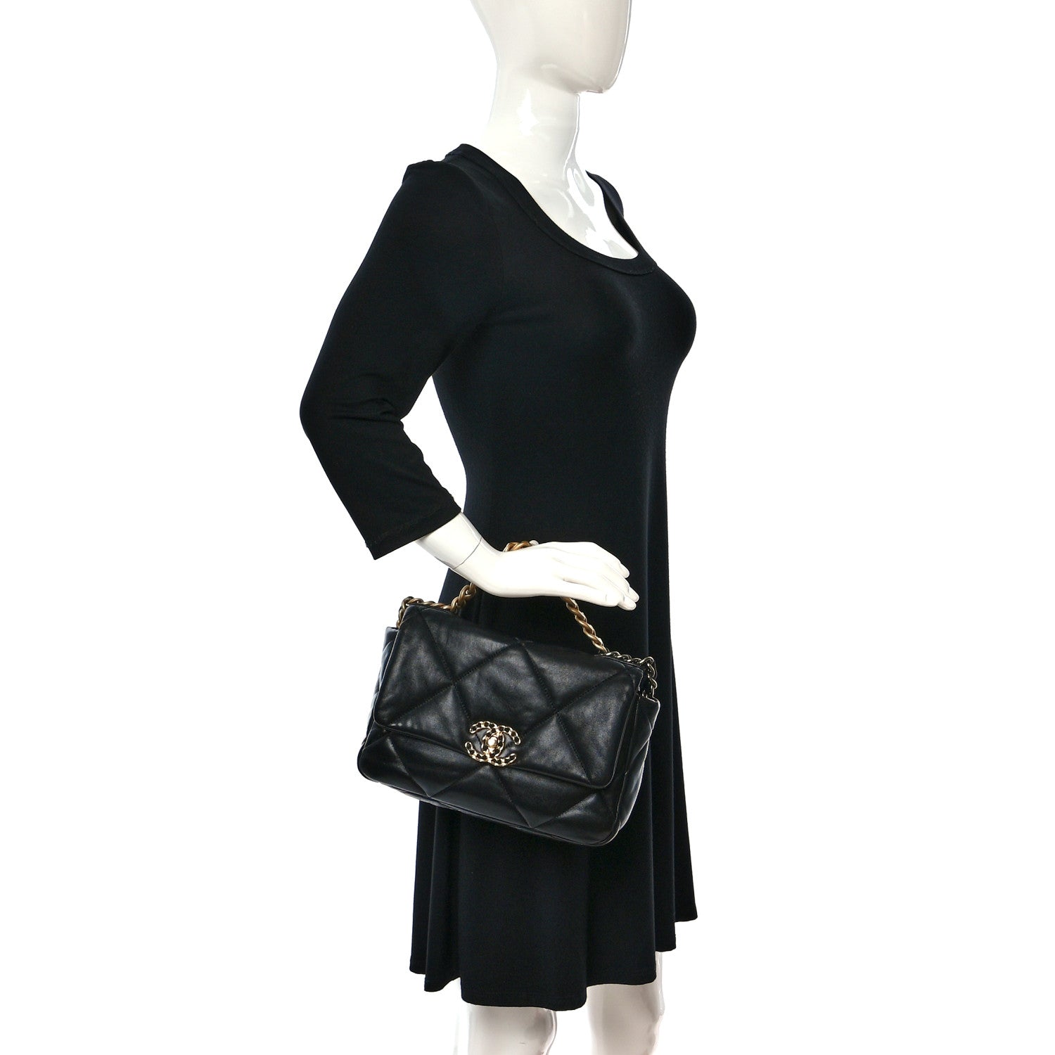 Chanel Lambskin Quilted Medium Chanel 19 Flap Black 2 of 9