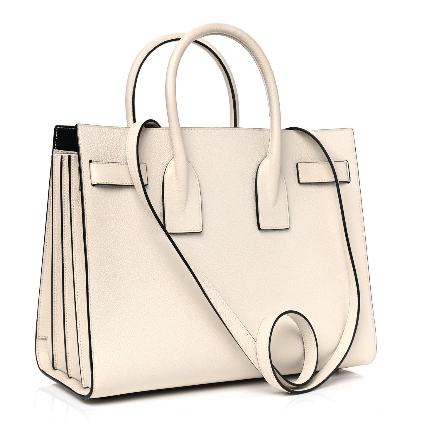 Grained Calfskin Small Sac De Jour Dove Porcellana Black
