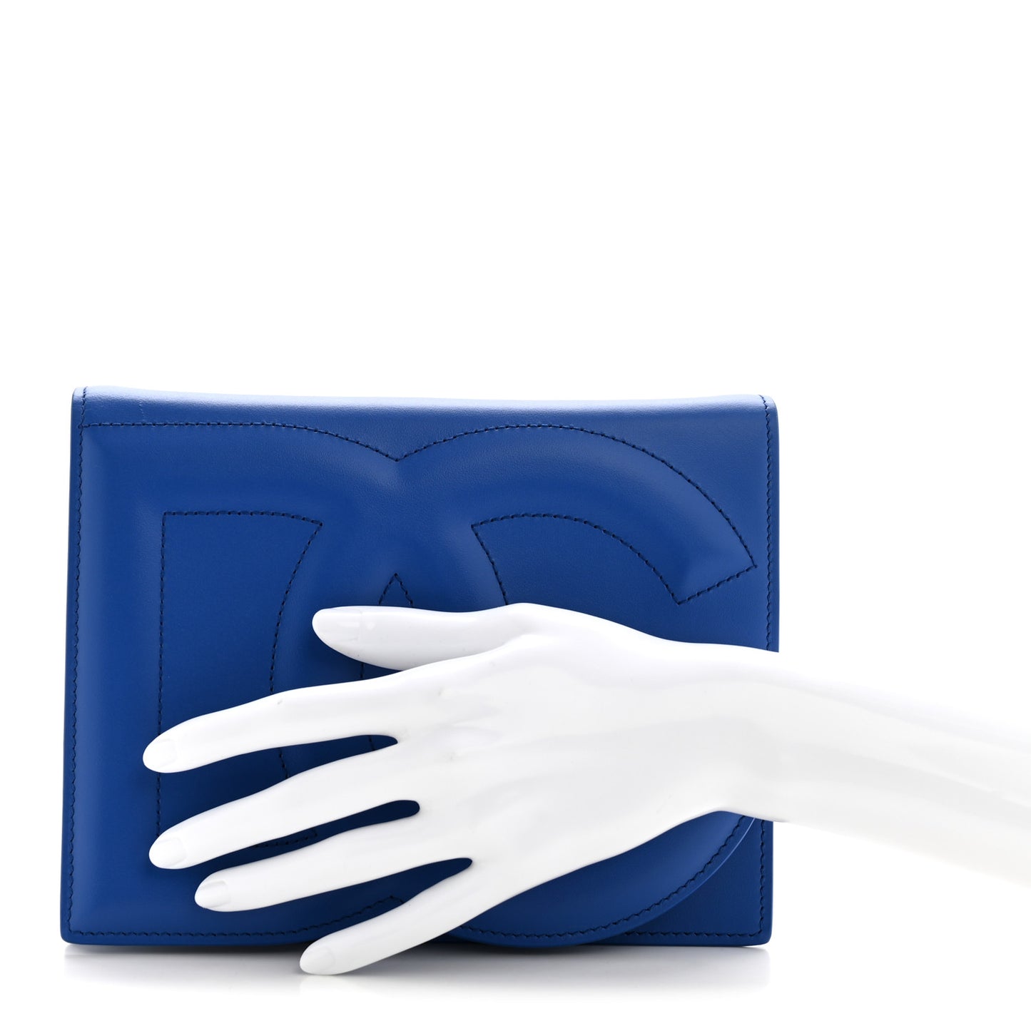 Calfskin DG Logo Flap Clutch Blue