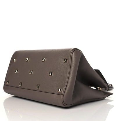 Salvatore Ferragamo Hammered Calfskin Medium Studio Bag Caraway Seed 7 of 9