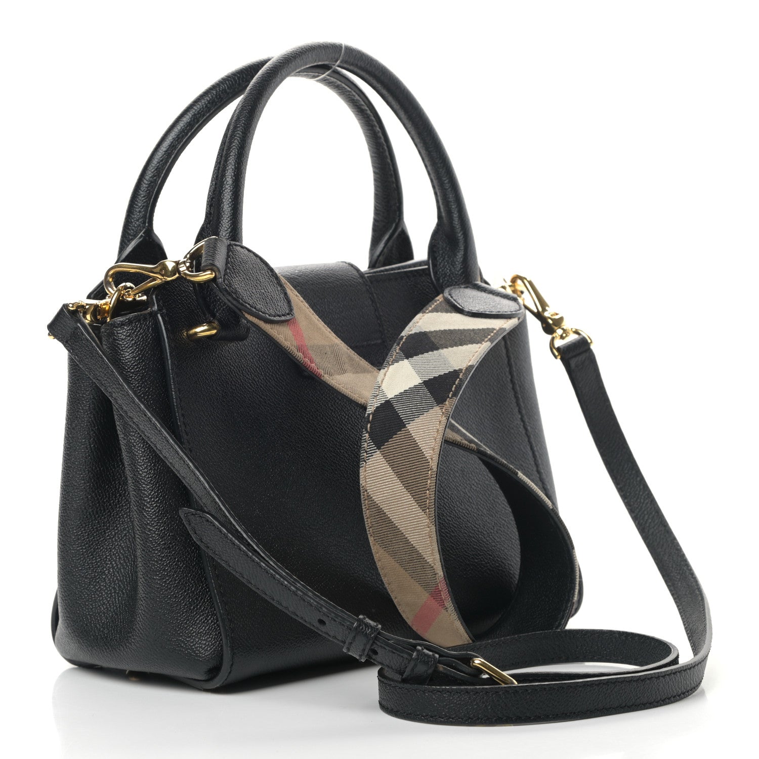 Burberry Soft Grain Calfskin Small Buckle Tote Black 3 of 11