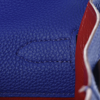 Hermes Togo Horseshoe Kelly Retourne 32 Bleu Electrique Rouge H 28 of 38