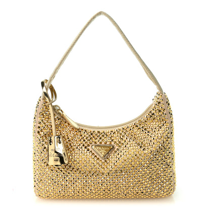 Prada Satin Crystal Mini Re-Edition 2000 Bag Platino 1 of 9