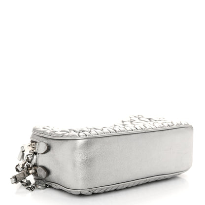 Miu Miu Metallic Nappa Matelasse Crystal Double Zip Pochette Cromo 4 of 10