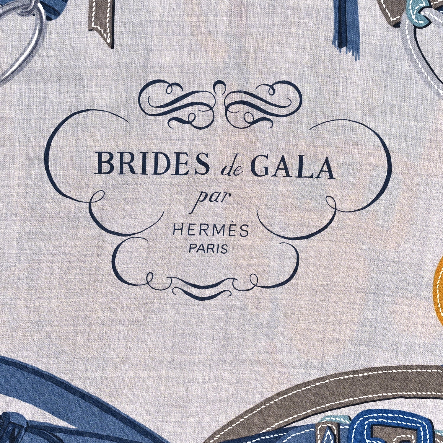Hermes Silk Cashmere Brides De Gala Applique Pique Shawl 140 2 of 3