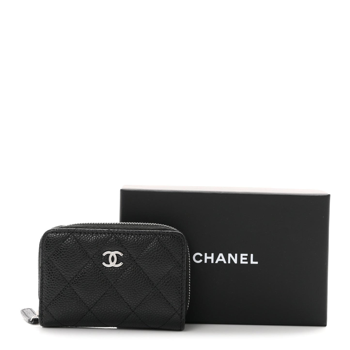 Caviar Quilted Zip Coin Purse Black