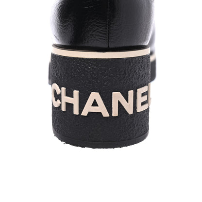 Chanel Shiny Crumpled Lambskin Lace Up Boots 39 Black 8 of 10