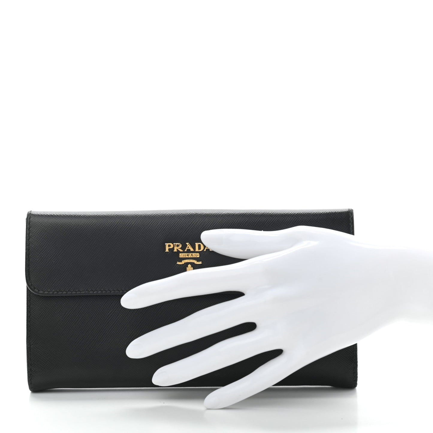 Saffiano Metal Continental Flap Wallet Nero Black
