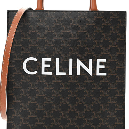 Celine Triomphe Canvas Calfskin Small Vertical Cabas Tan 7 of 9