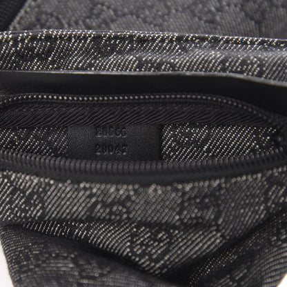 Gucci Denim Monogram Double Pocket Belt Bag Black 6 of 10