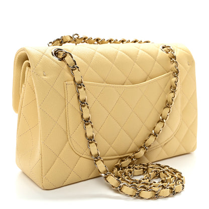 Chanel Caviar Quilted Small Double Flap Light Yellow 3 of 10
