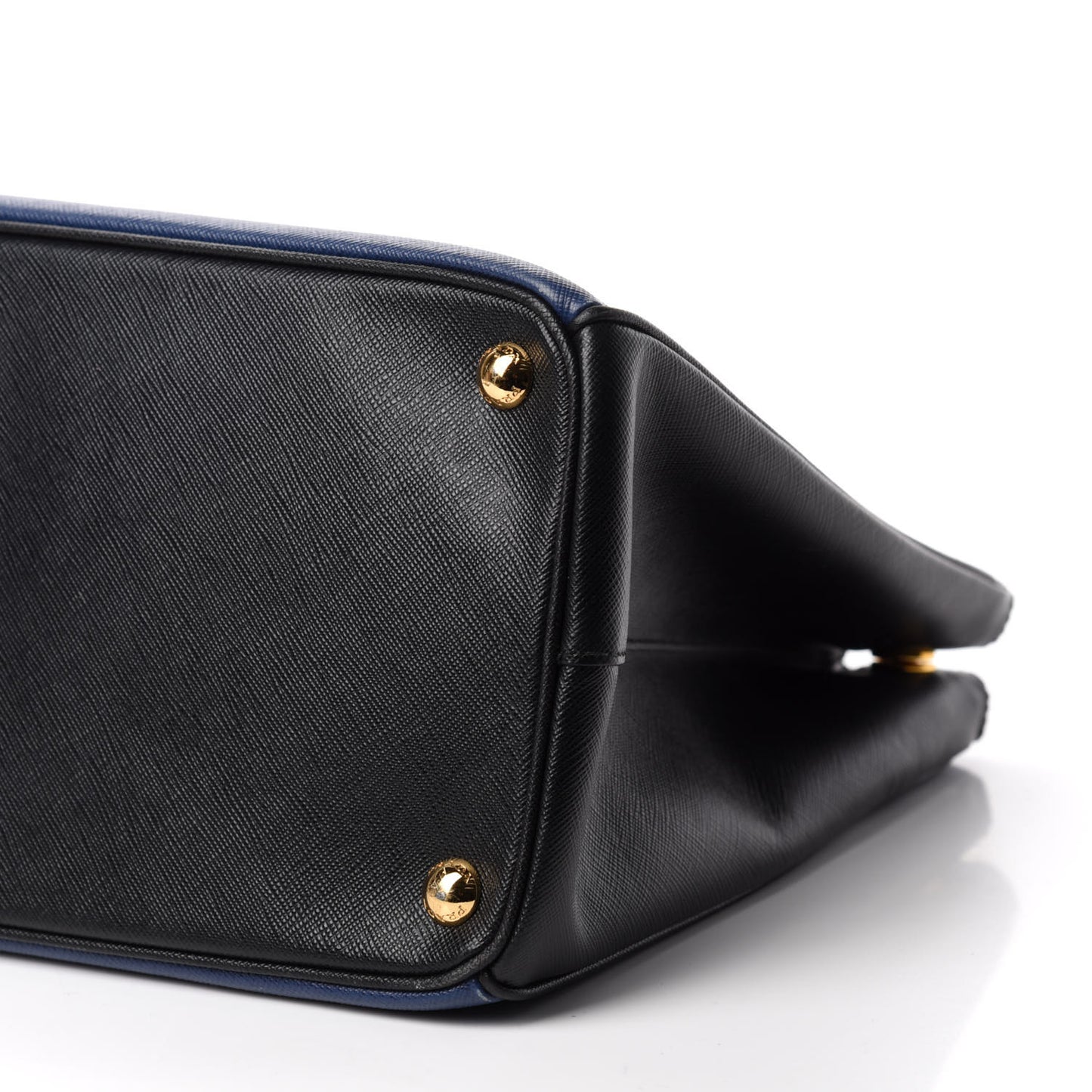Saffiano Lux Bi-Color Medium Tote Bluette Black