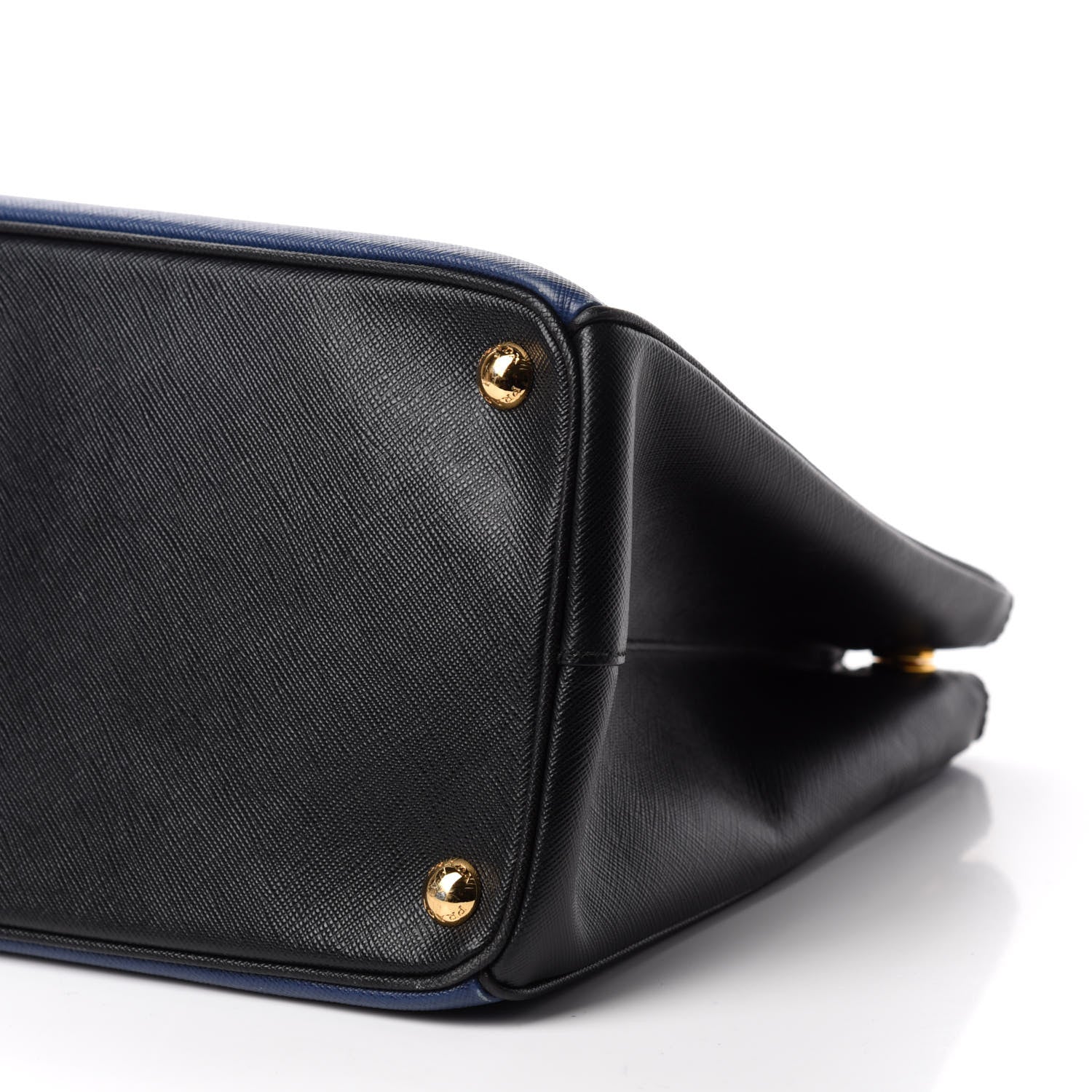 Prada Saffiano Lux Bi-Color Medium Tote Bluette Black 7 of 11
