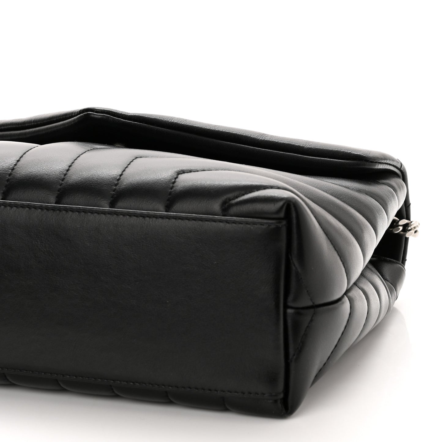 Calfskin Y Quilted Monogram Small Loulou Chain Satchel Black