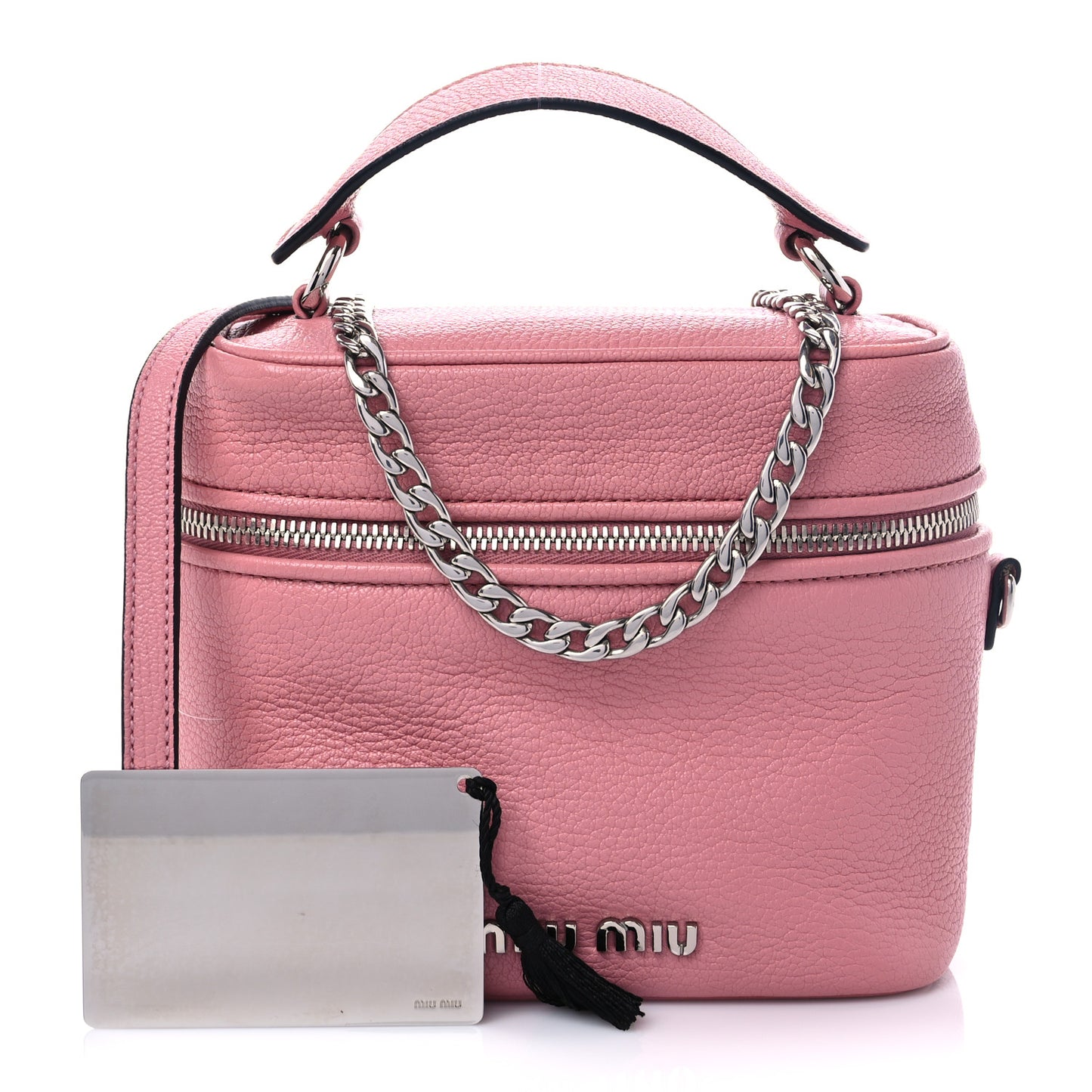 Goatskin Madras Top Handle Vanity Case Rosa