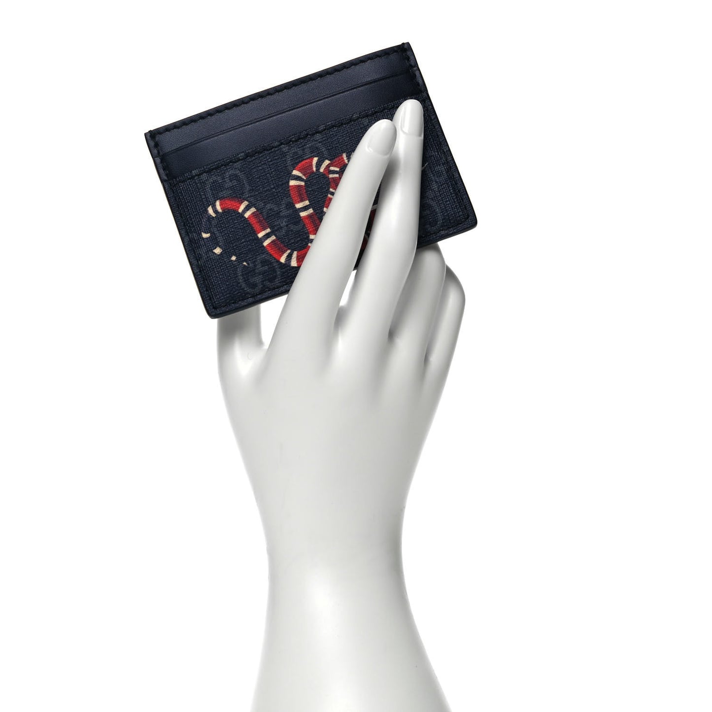 GG Supreme Monogram Kingsnake Card Holder Black Grey