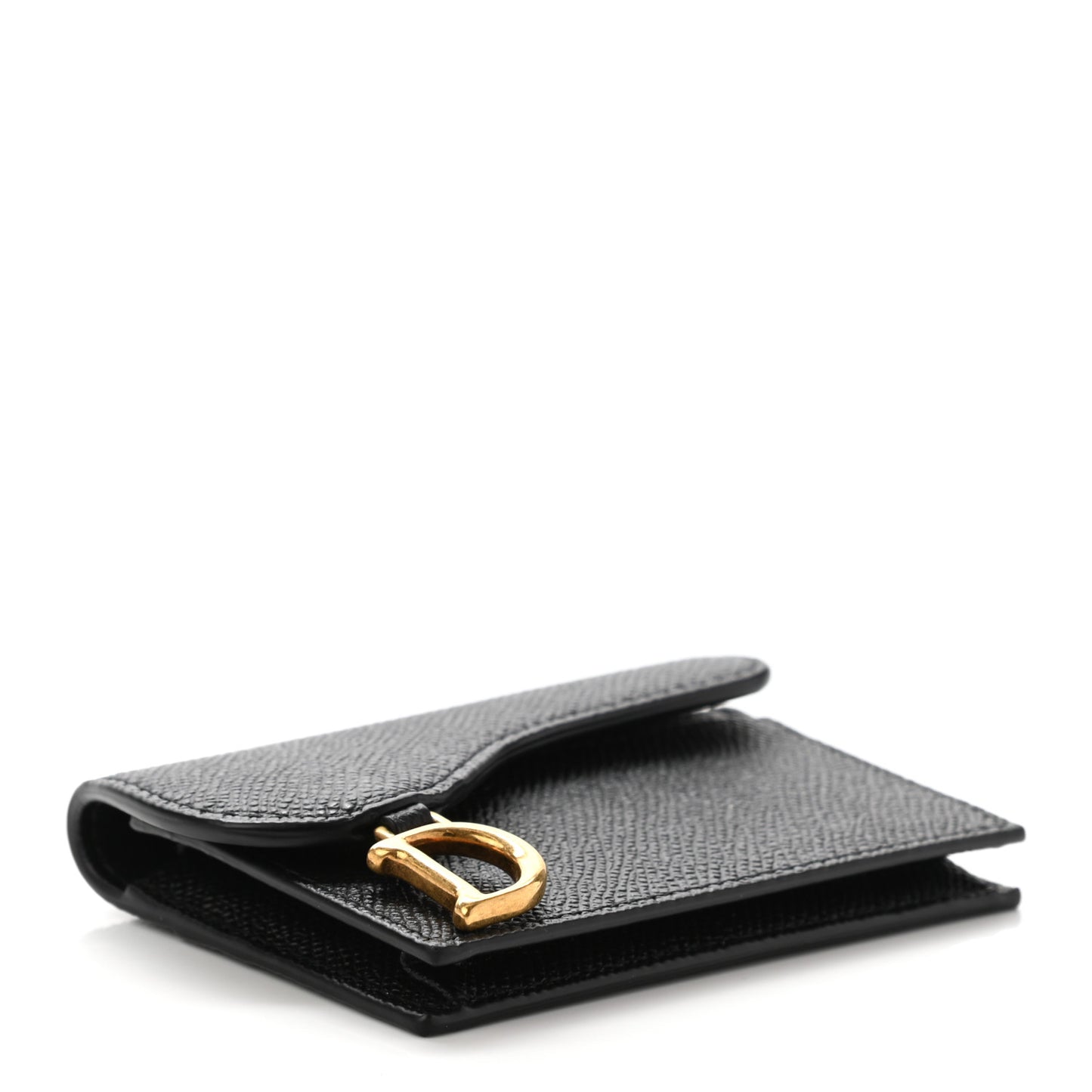 Grained Calfskin Saddle Card Holder Black